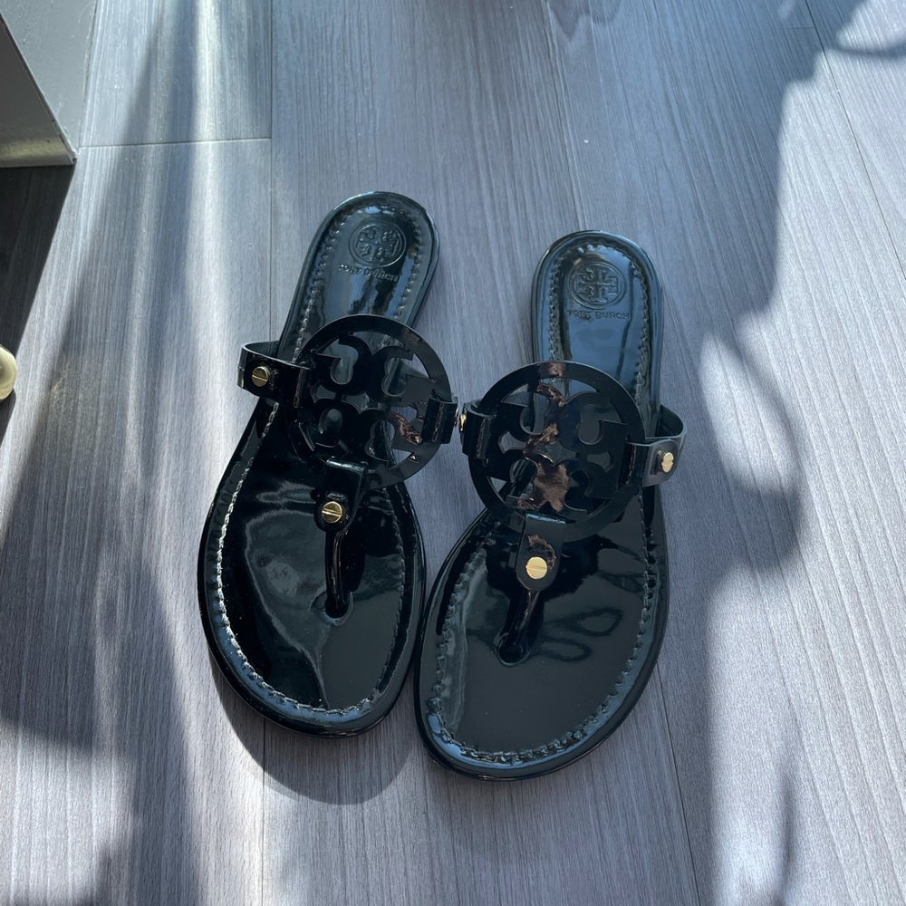 Tory Burch Miller sandal - black patent leather